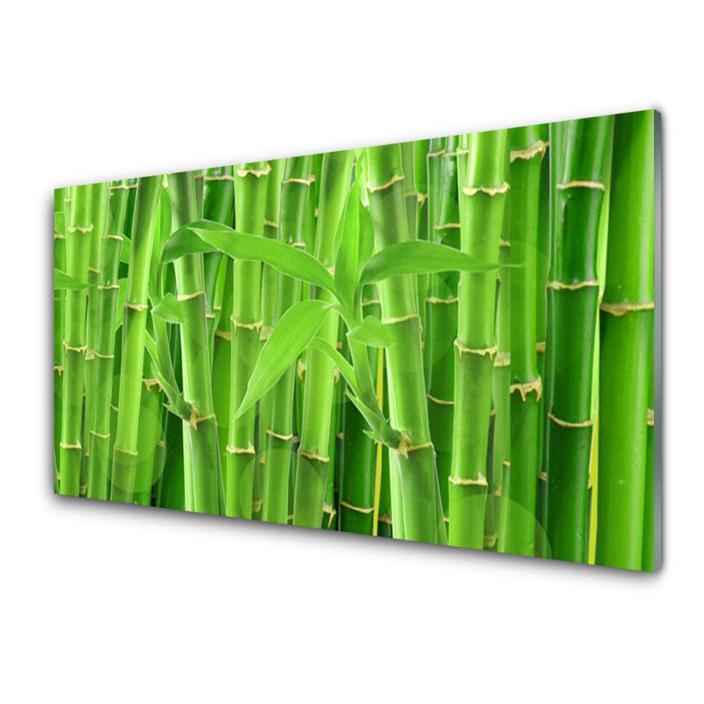 Tableau en verre trempé 100x50cm pour salon zen - Décoration murale moderne style bambou naturel