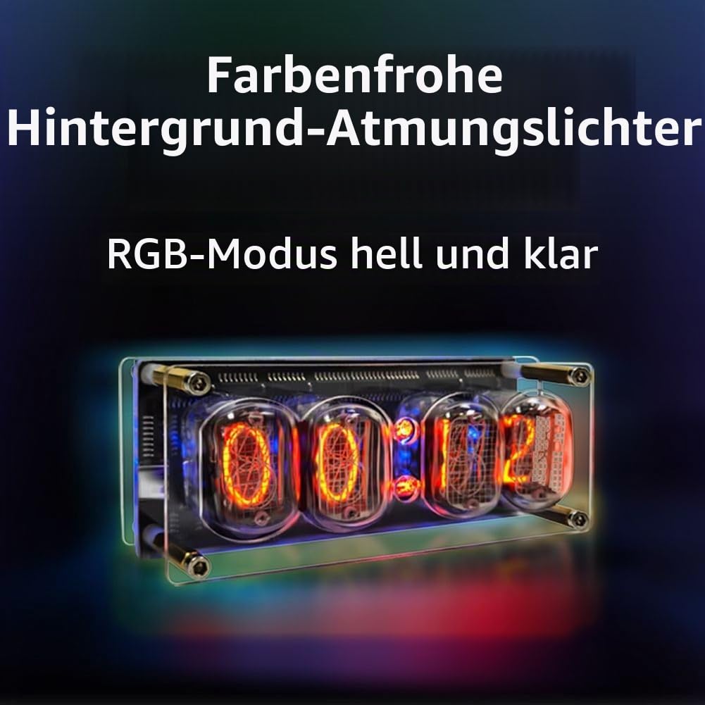 IN-12 Nixie Röhrenuhr 4-stellige LED Retro Schlafzimmer Dekor Digitaluhr