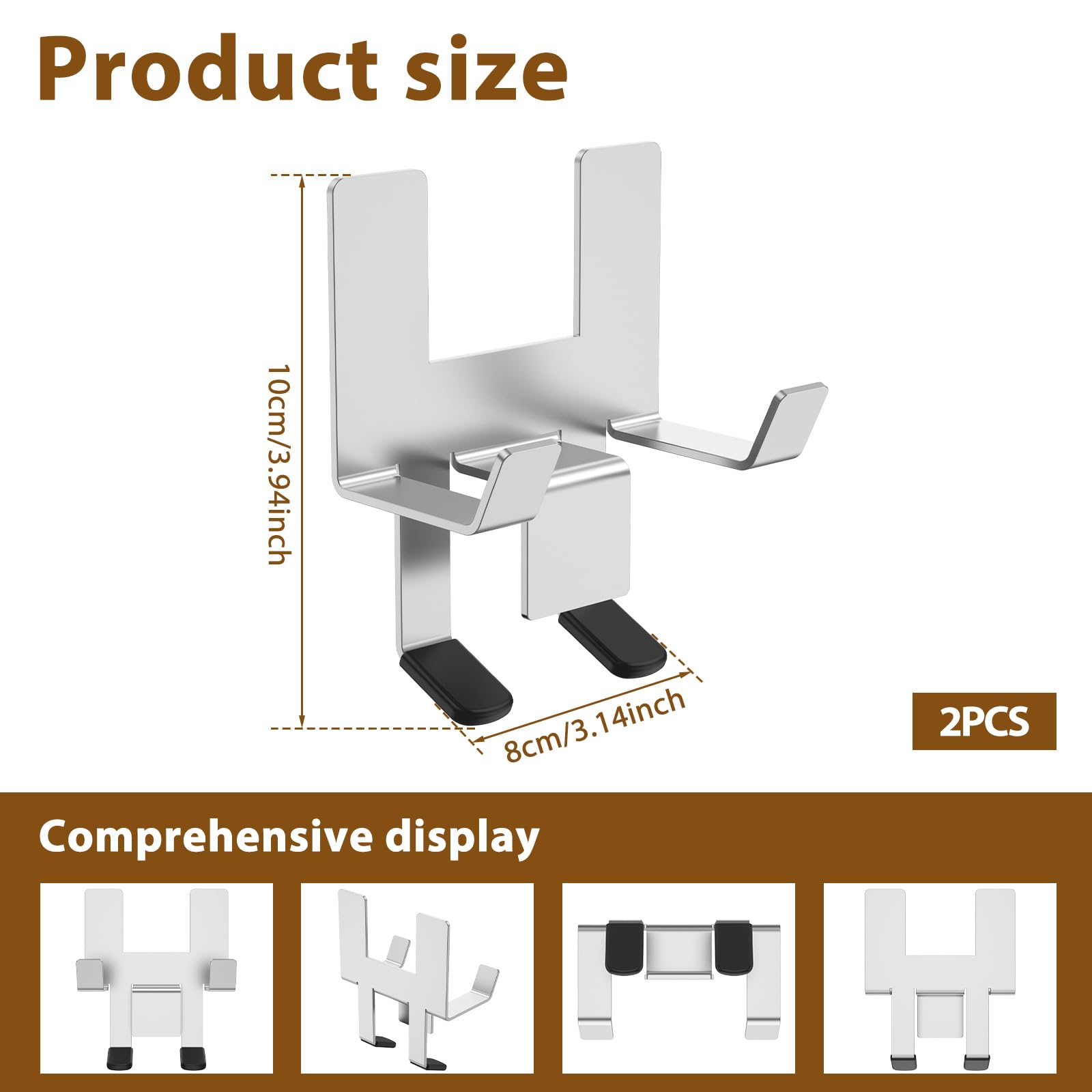 HSHGZSR 1Pc/2Pcs Pot Lid Holder, Crock Pot Lid Holder, Kitchen Crock Pot Lid, Pot Lid Stand with Silicone Pad, Holder Stainless Steel Pot Lid Rack for Most Cooking Pot to Keep Countertop No Mess (2)