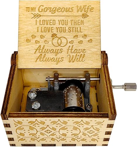 Caja de música con texto en inglés "You are My Sunshine", regalo de marido a esposa, grabado láser de madera, caja de música vintage, el mejor