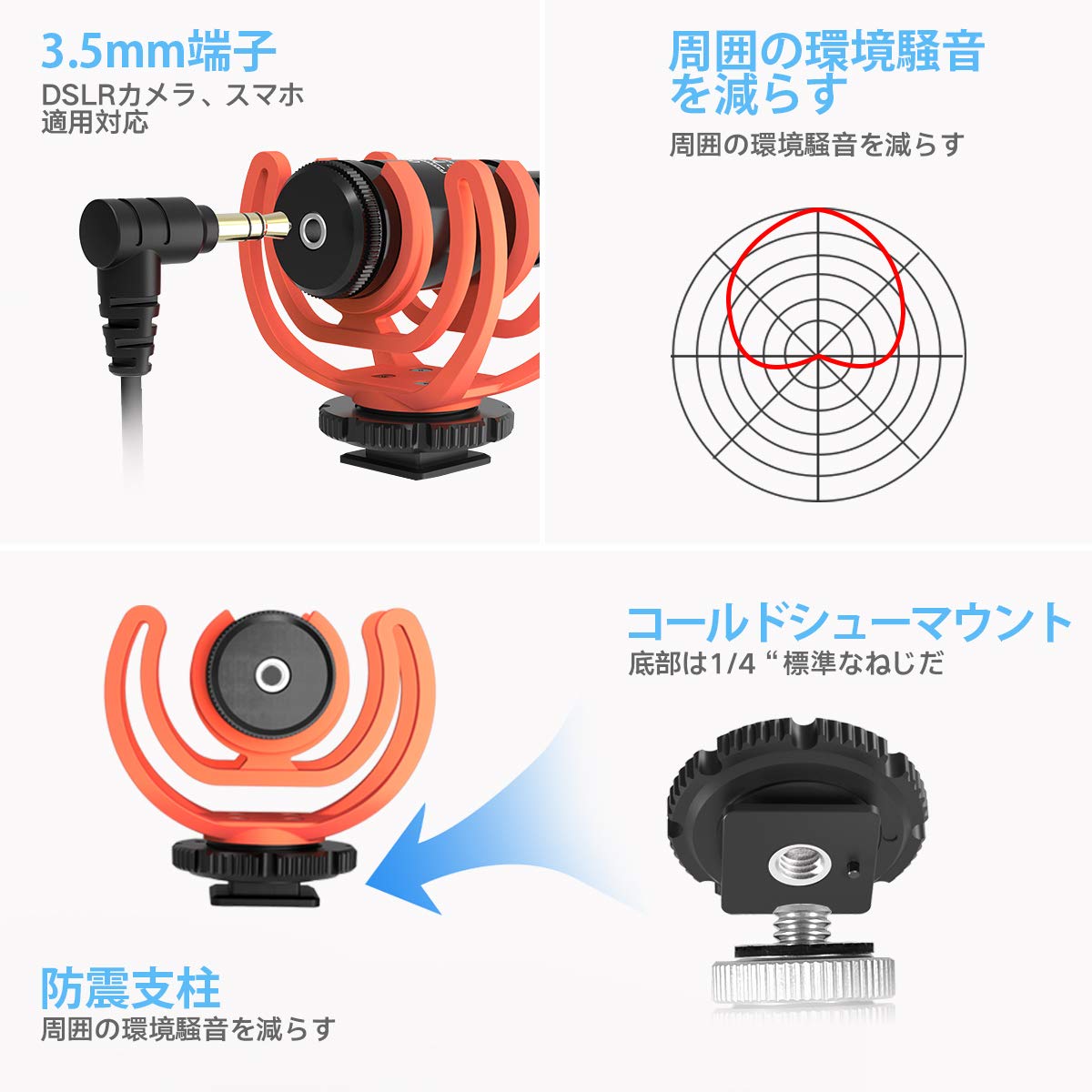 Amazon.co.jp: PIXELビデオカメラ用外付けマイク 単一指向性マイク 高