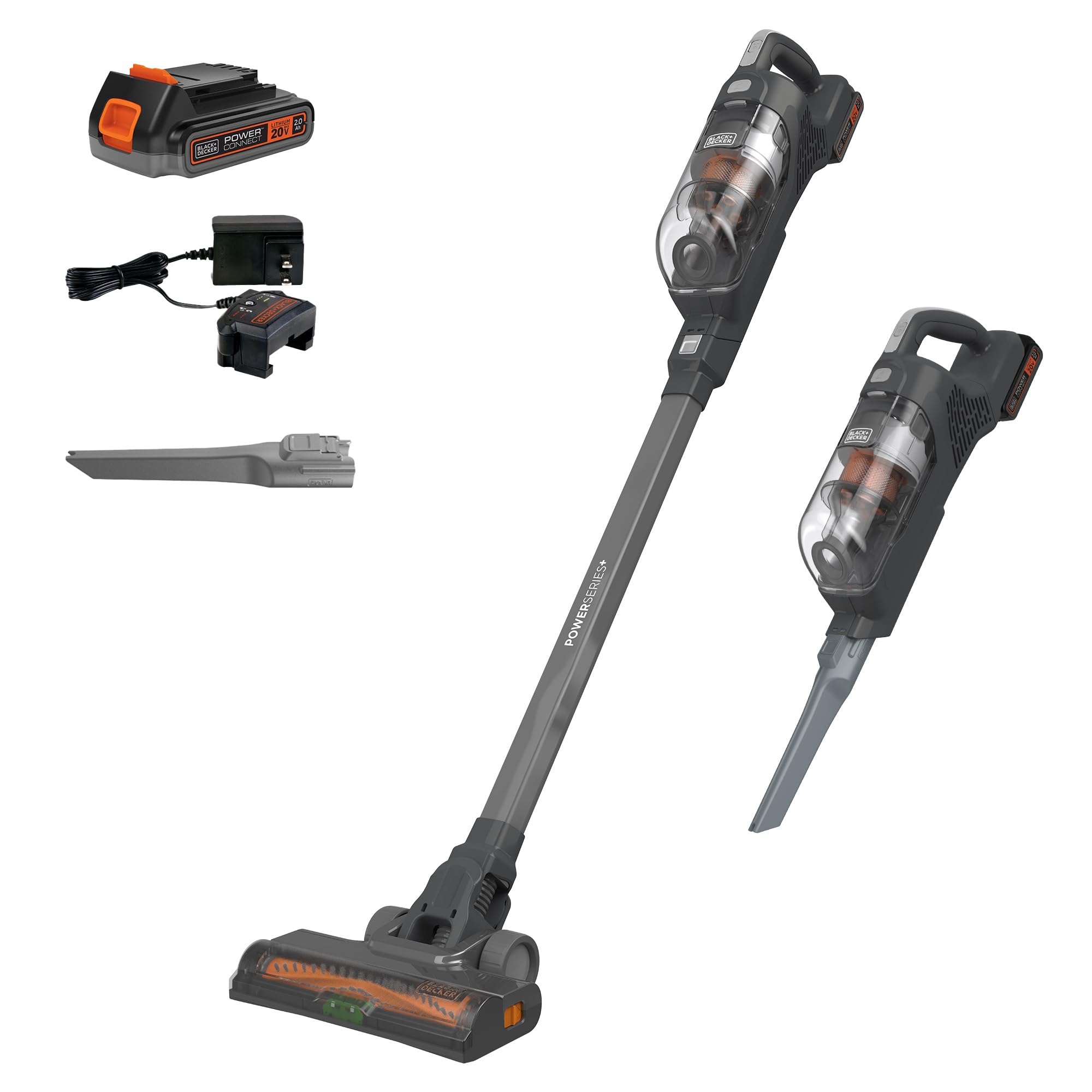 POWERSERIES 20V MAX Cordless Stick Vacuum Cleaner, Household Vacuum Cleaners for Hardwood Floors and Carpet, LED Lights, Detachable, Anti-Tangle, Lightweight, Bagless (BHFEA18D1)