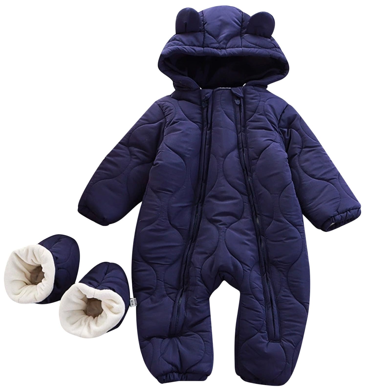 2026 Traje de Nieve Bebé Niño Traje de Invierno Cálido con Doble Cremallera Pelele para Niños 0 a 24 Meses Jugar al Aire Libre Diario