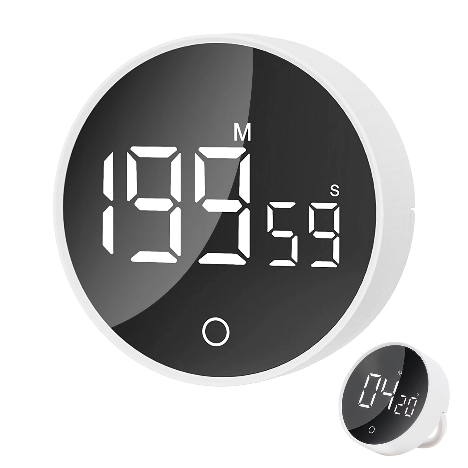 Foyucool199 Minute Digital Kitchen Timers, Large LED Display Visual Timers, 2 in 1 Magnetic & Standable Countdown Countup Timer, 3 Adjustable Volume, for Cooking, Study, Exercise, White