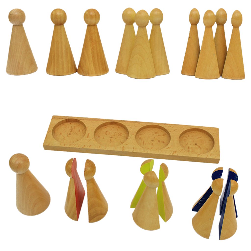 C2K Wooden Round Head Cone Fraction Counting Number Maths Children