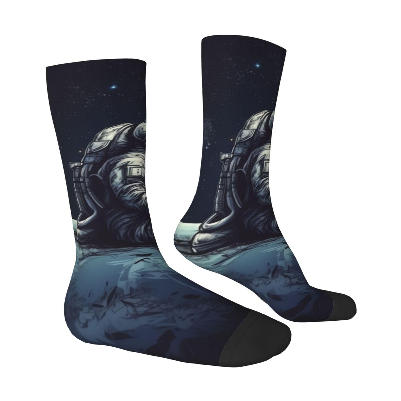 LZQPOEAS Astronaut space Athletic Socks Unisex Cushioned Crew Socks Hiking Running Calf Sock Soft Above Ankle Sock
