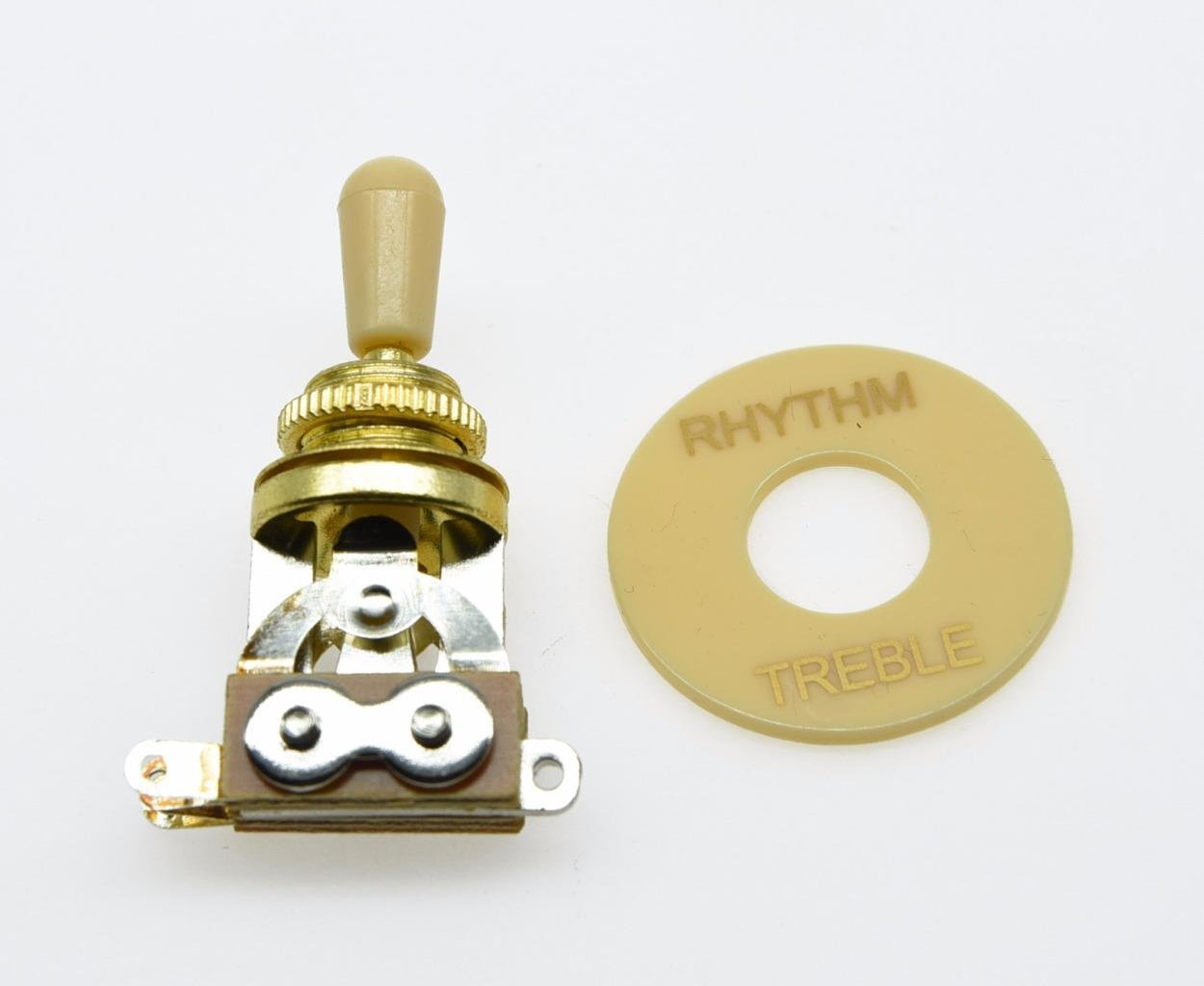 Dopro LP Guitar 3 Way Toggle Switch Gold with Cream Tip and RHYTHM TREBLE Plate for Les Paul
