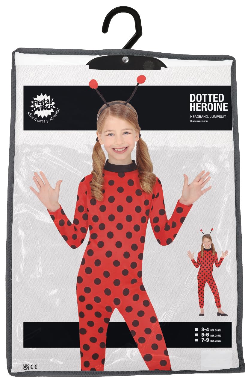 FIESTAS GUIRCA Adventurous Red Heroine Girls Fancy Dress Costume, Red Polka Dotts Jumpsuit & Headband - Image 4