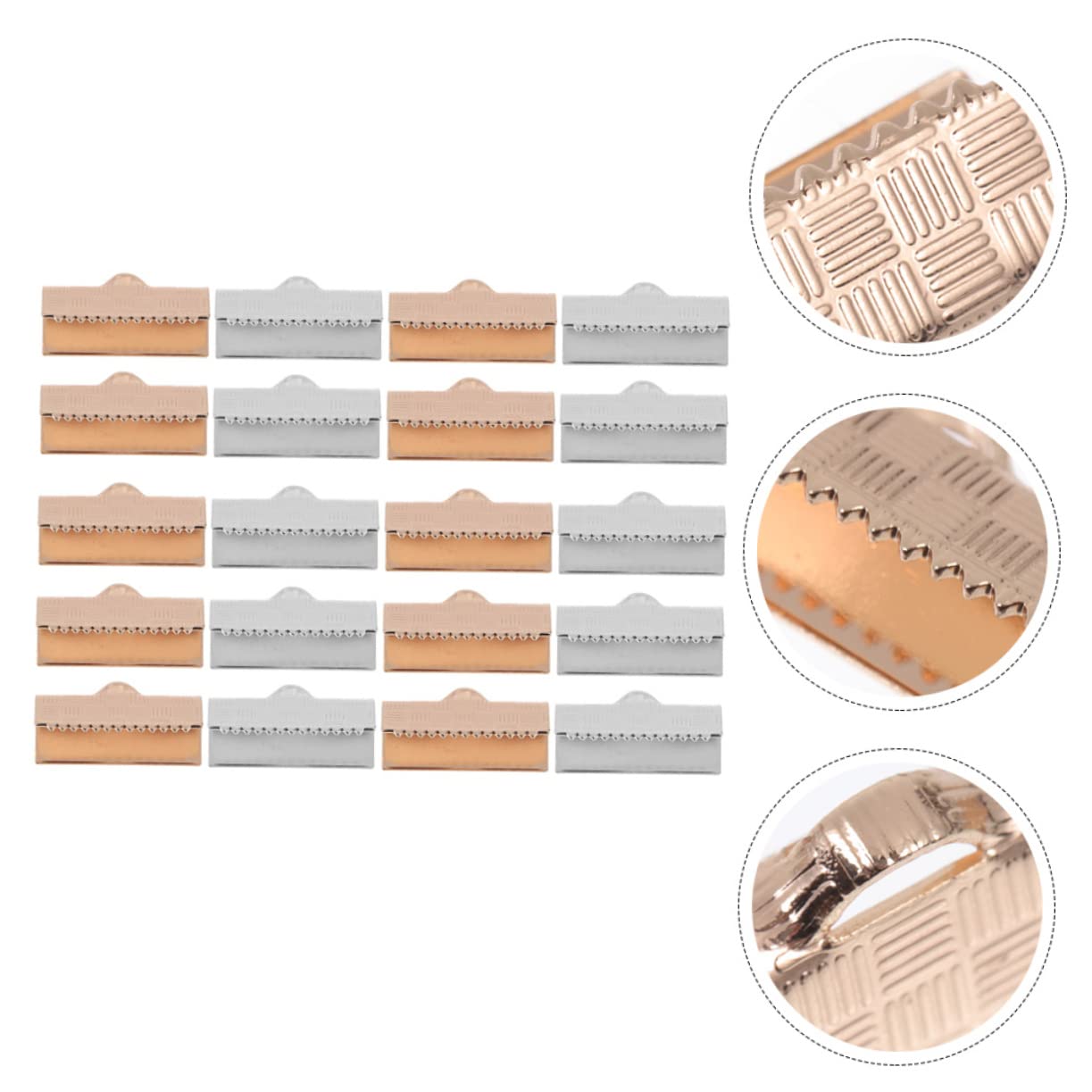 Veemoon 50pcs Flat Wire Buckles for DIY Jewelry Making Ribbon Crimp Ends Sturdy and and Safe Materials