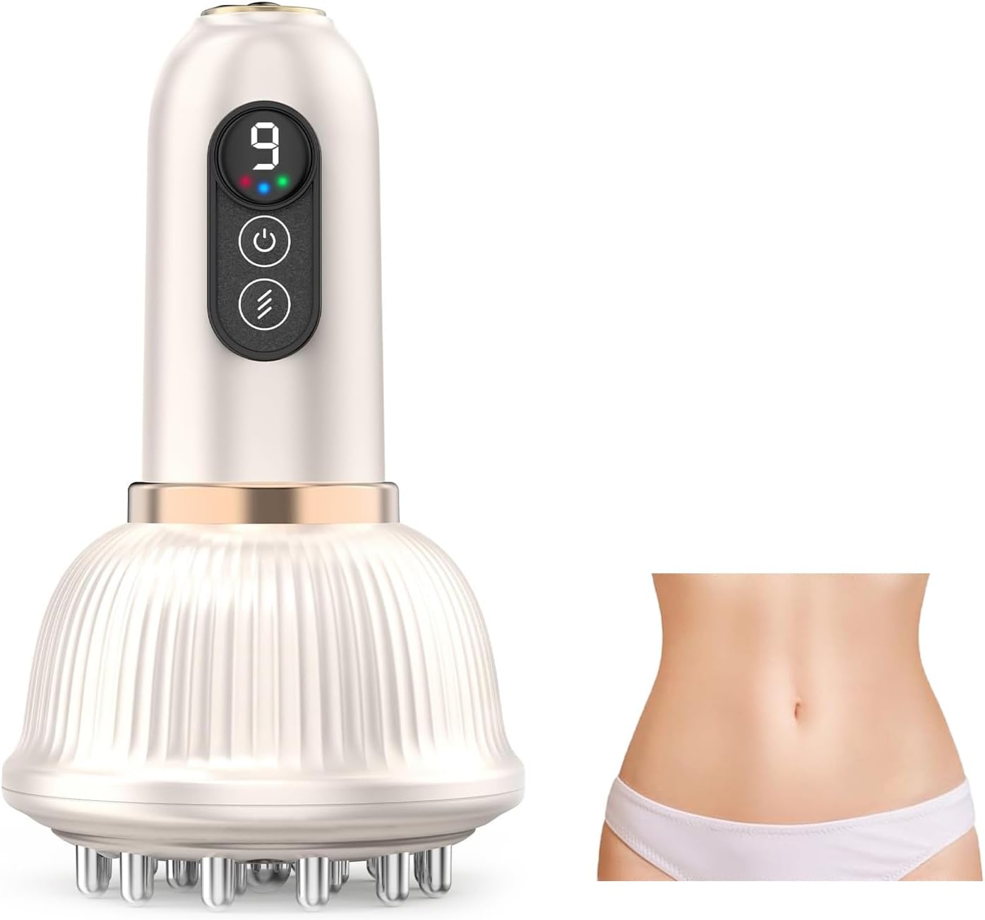 Lymphatic Drainage Massager, Cellulite Massage Tool Body Sculpting Machine for Legs Arms Belly Helps Reduce Stretch Marks & Cellulite (White, M)