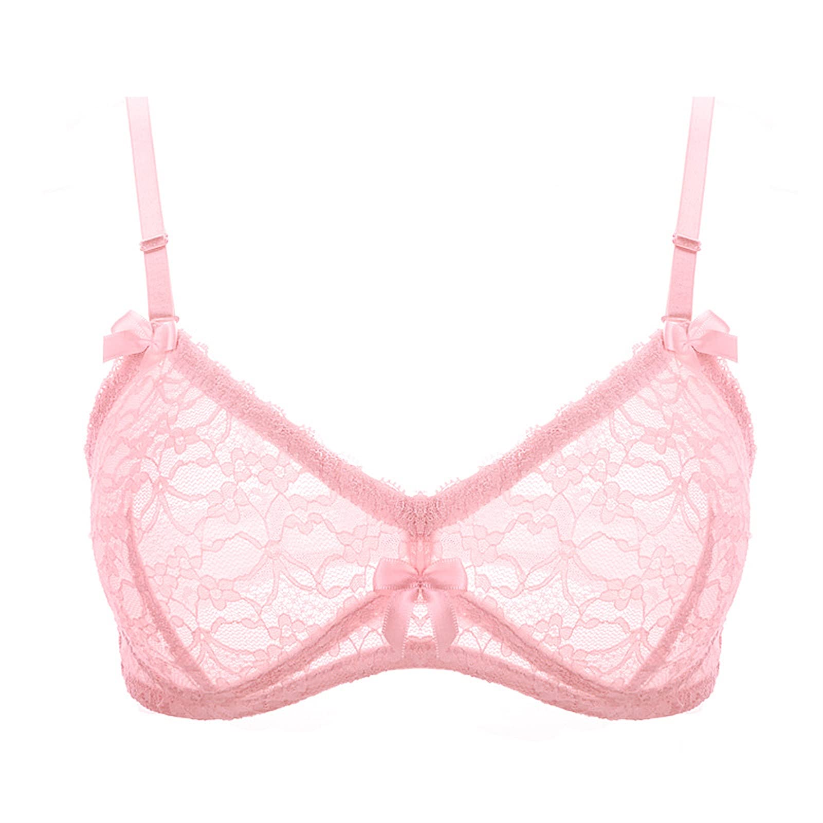 WENJUN Sujetadores push up para mujer de talla grande, encaje ultrafino sin costuras, sujetador de lencería sin alambre, cobertura completa todos los días (color: rosa, tamaño: 75 A)