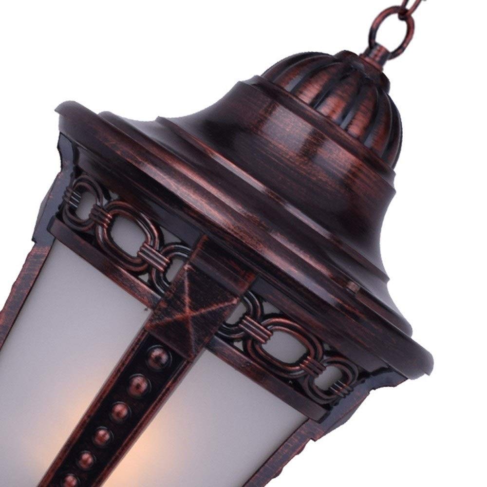 lampa wisząca, Tradycyjna zewnętrzna lampa sufitowa, bezpieczeństwo IP65, wodoodporna, wisząca E27, aluminiowa, szklana, regulowana, do ogrodu, na balkon i dziedziniec