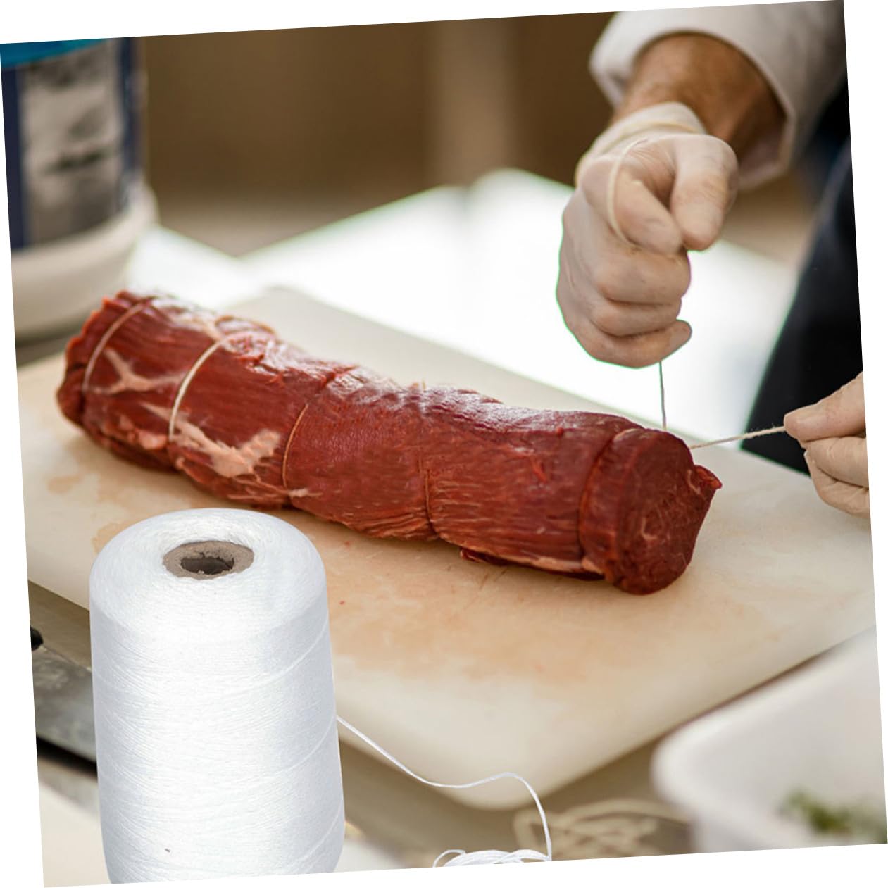 Ficelle de Coton Alimentaire pour Viande et Saucisse, 1 Rouleau Blanc