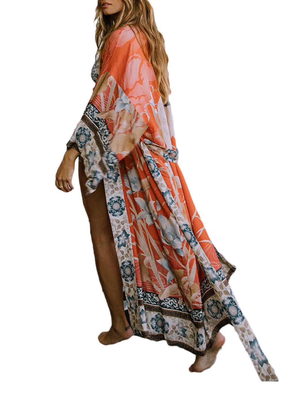 EddoyeePrint Beach Kimono Cardigans for Women Open Front Swimsuit Cover Up