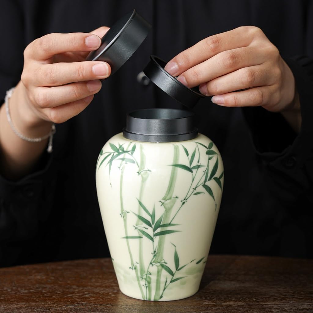 Masowe pojemniki na herbatę, hermetyczne pojemniki, malowane puszki ceramiczne, kolorowe przechowywanie podszkliwne, wystrój domu, ozdoby, pojemniki szklane z liśćmi