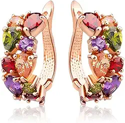 Brincos de strass vintage para mulheres – Brincos pendentes de cristal colorido, joias brilhantes de formatura com caixa de presente elegante