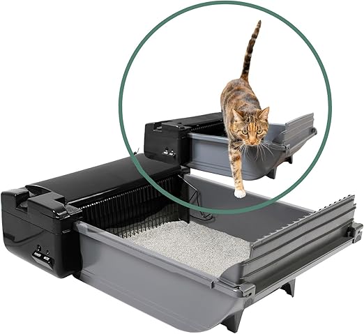 Pet Zone Semi Automatic Cat Litter Box Self Cleaning - Smart Scoop Cat Litter Box with Bags & Carbon Filter for Up to Two Cats 6-16 Pounds