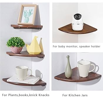 Amazon.com: Corner Shelf, 7inch Solid Walnut Wood Floating