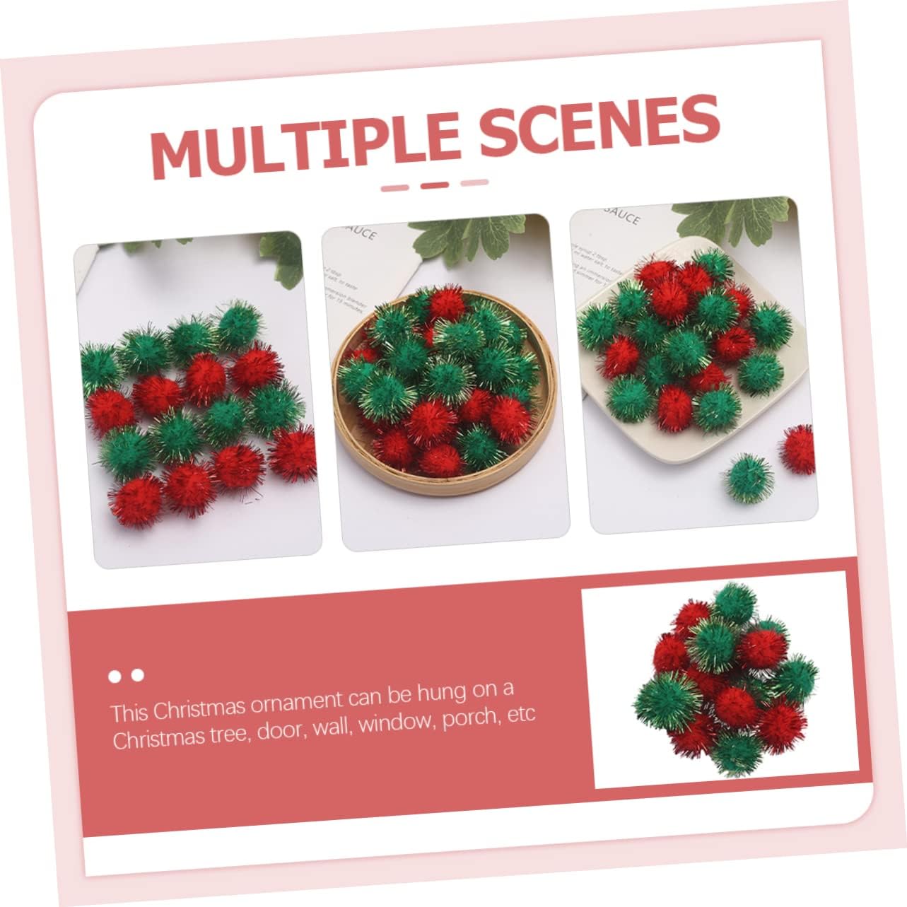 HOMOCONO 1000pcs Christmas Glitter Craft for Decorations for Tree Ornaments and Festive Home Decor