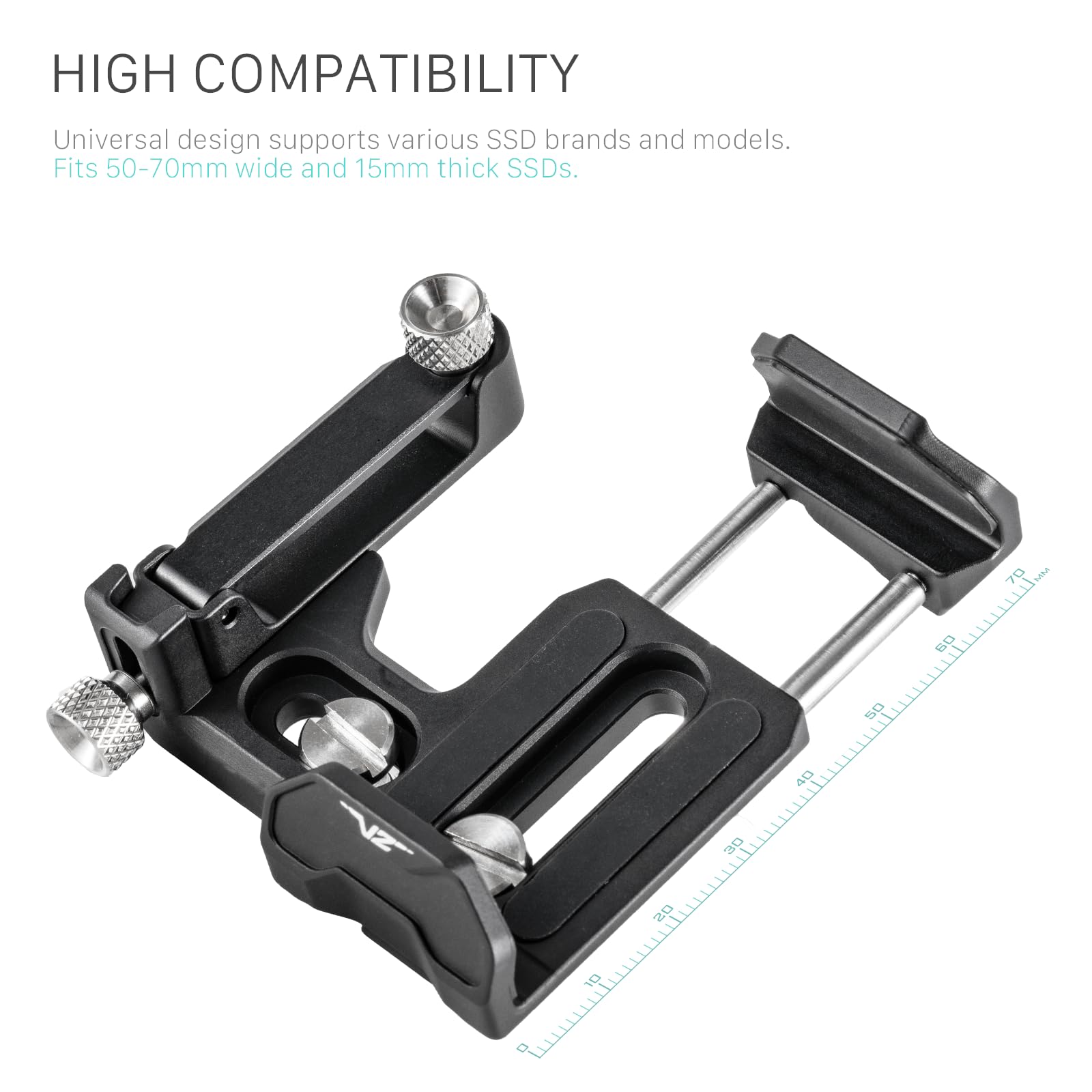 Tilta Supporto universale per unità SSD V2 con slot da 1/4"-20, adatto per SSD da 50-70 mm di larghezza e 15 mm di spessore, nero TA-USDH2-B