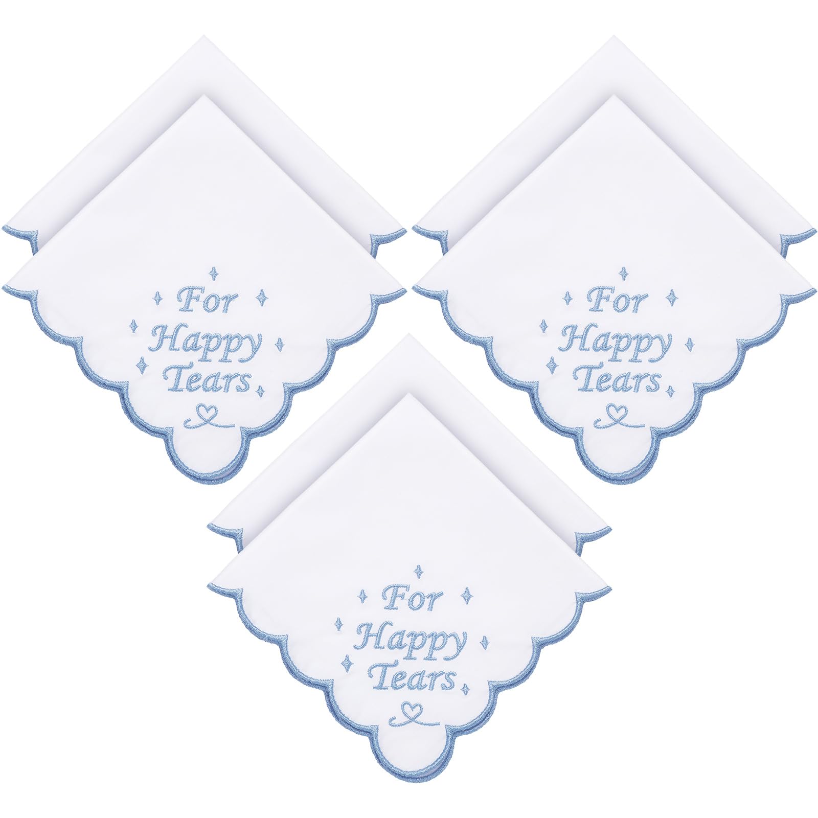 6 Pcs Wedding Handkerchiefs 12 Inch Bride Embroidered Handkerchiefs Something Blue Cotton Hankies Gifts for Wedding-image-40