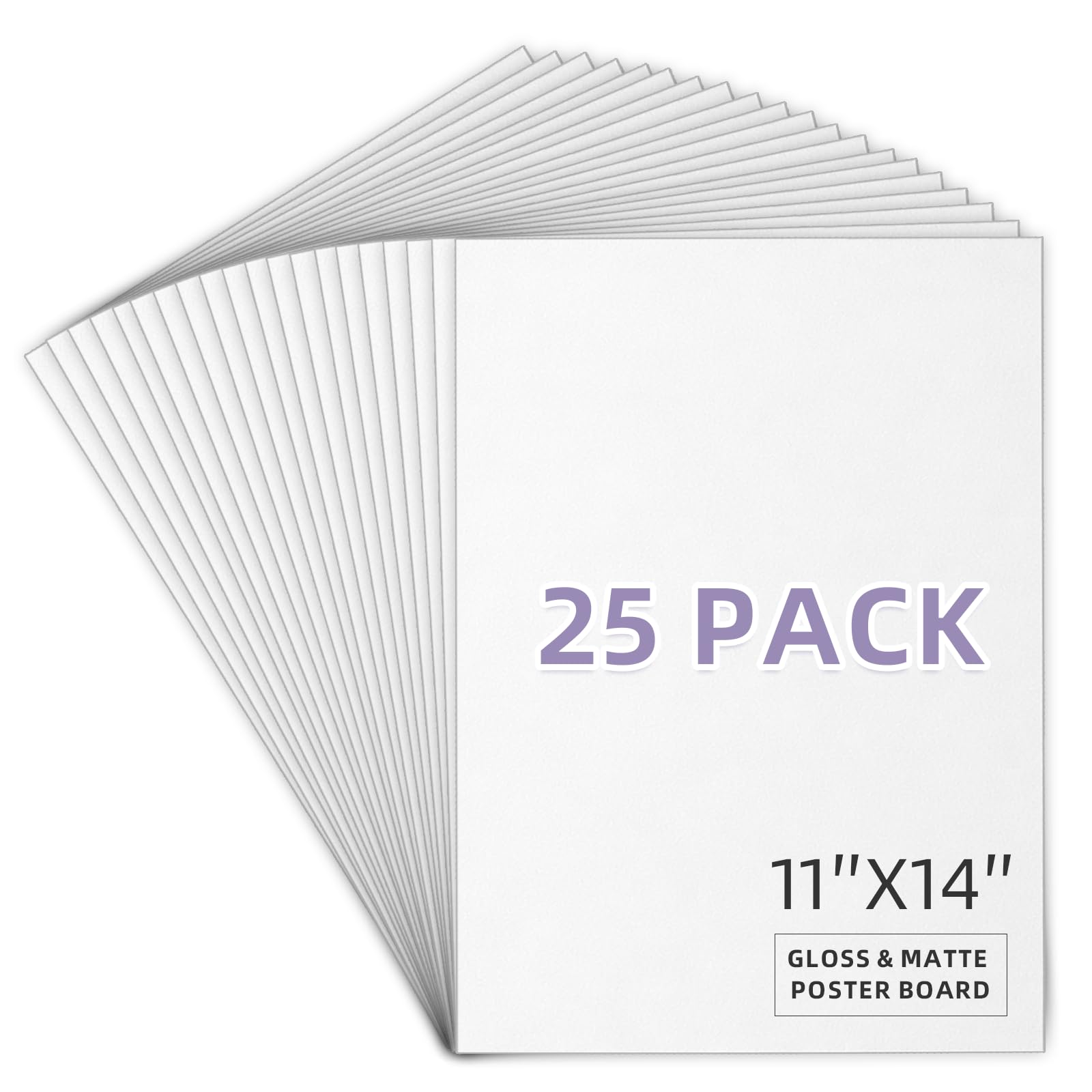 25 Pack 11x14 White Poster Boards, 250gsm Heavyweight Posterboard