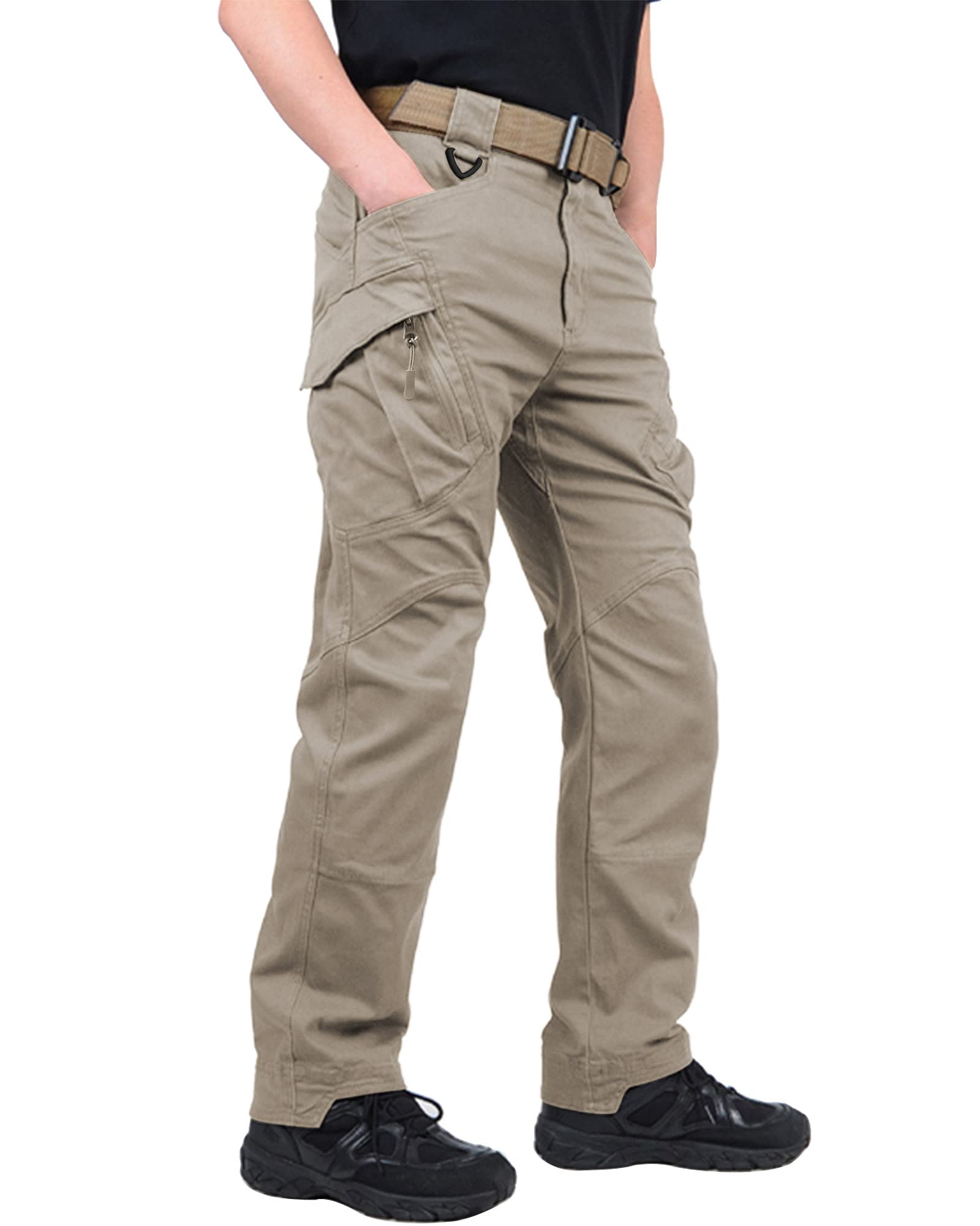 FEDTOSING Tactical Pants for Men with 9 Pockets Cotton Cargo Work Military Trousers Stretch Hiking Combat Rip-Stop Pants