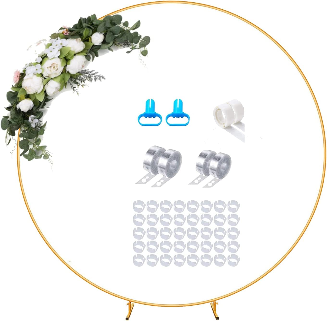 ROYAL POLAR Balloon Arch Round Backdrop Stand - Metal Decoration for Kids Birthday, Wedding, Graduation and Event Party Supplies - 6.5ft Diameter (Gold)