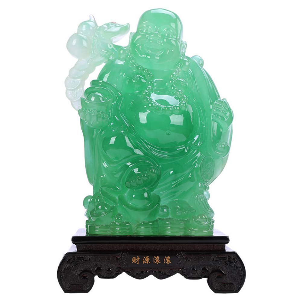 Grande Figurine Statua Ridere Buddha Feng Shui Ornamenti Maitreya Figurine Porta Soldi Borsa Scultura Decorazioni per la casa,Verde
