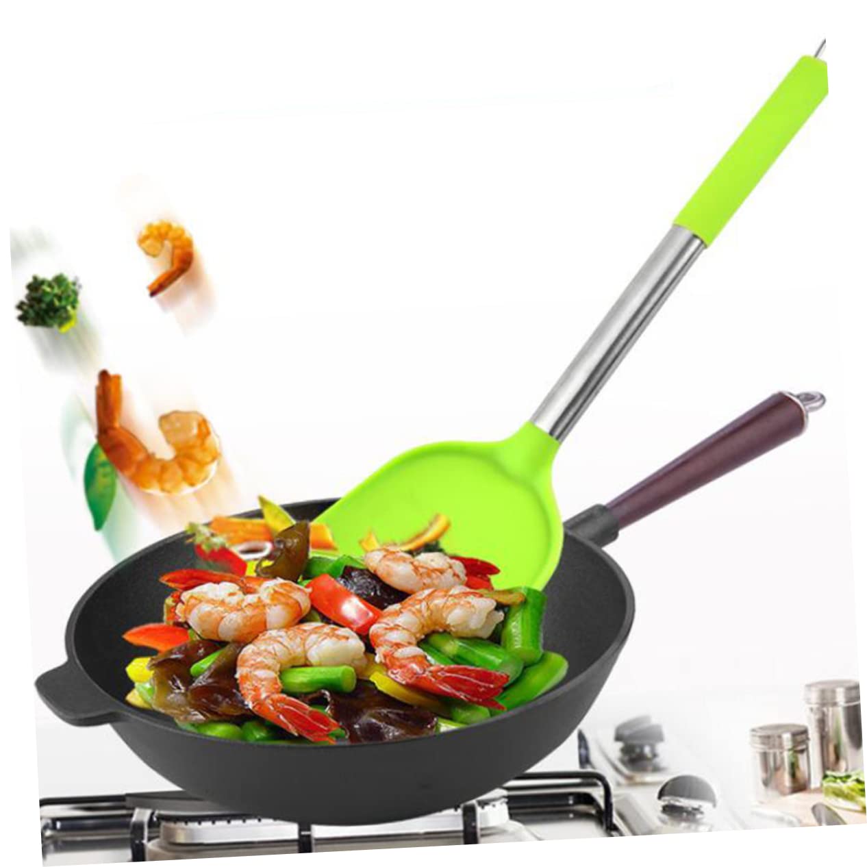 Set Di 7 Utensili Da Cucina in Silicone Manico in Acciaio Inossidabile Kit Antiaderente Per Ristoranti Cucina