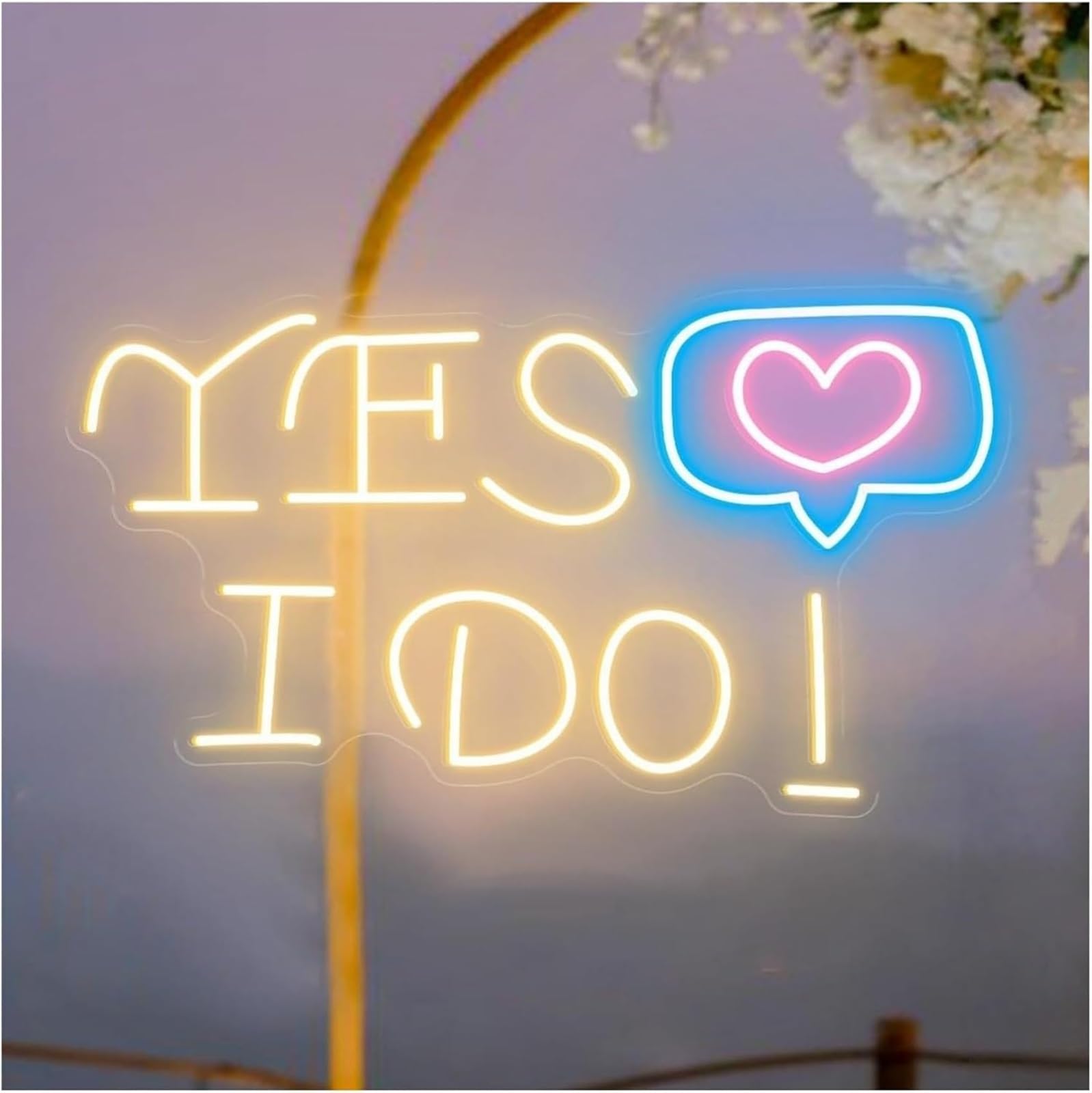 Zynther Neon lamp Yes I Do for neon Sign for Wedding Wall Decoration Letter with Heart and Light 45cmx30cm