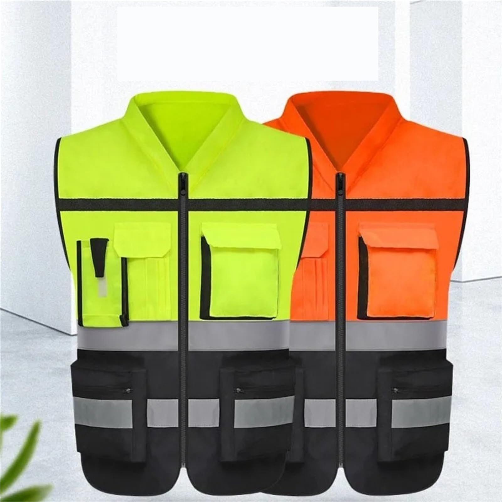 Gilet De SéCurité Gilet réfléchissant de sécurité haute visibilité, poches Design, gilet réfléchissant, sécurité routière en plein air, cyclisme, course à pied Pour Le Travail, La Course à Pied(Orange