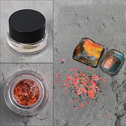 Crystal Fire Opal Star Aurora Nail Art Flakes Chrome Powder Chrome Nail Powder Glitter DIY Manicure Dust Magic Mirror Effect Nail Art Glitter (WK03)