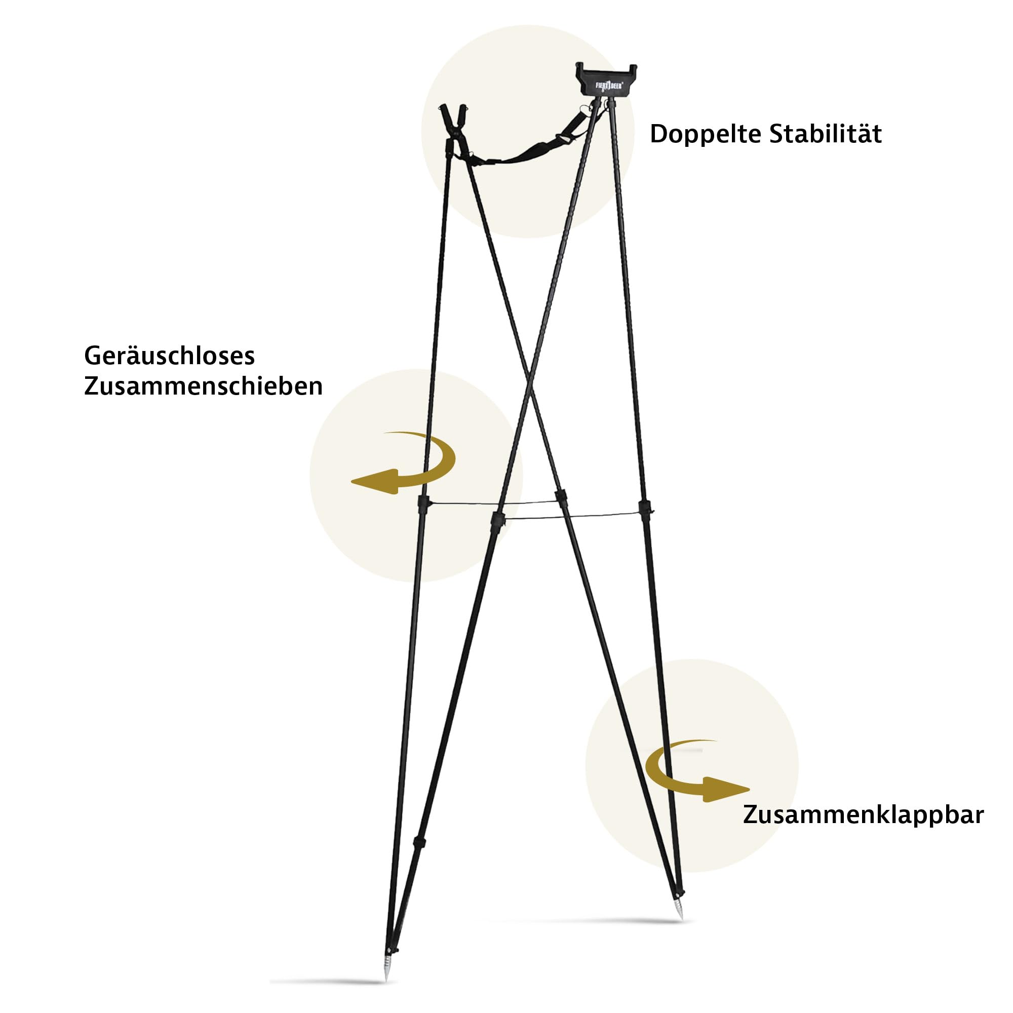Royal Hunter® - Pirschstock - Gewehrauflage - Zielstock für die Jagd - Schießstock für perfekte Balance präzises Zielen - höhenverstellbar bis 180cm
