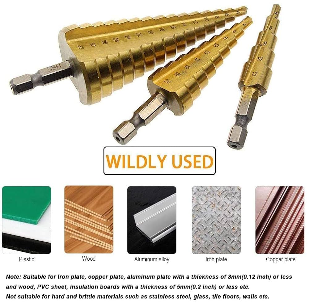 Amazon.co.jp: Chargenyang 3個 ストレート溝付きステップドリル