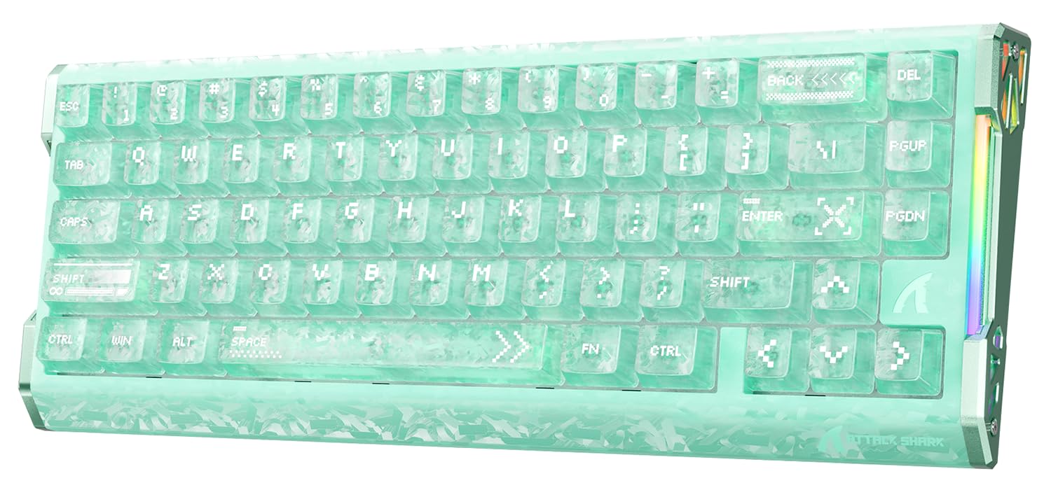 MAMBASNAKE Attack Shark R68 HE Teclado Rapid Trigger Fibra de Carbono, Cableado 8KHz Magnético, Precisión RT 0,005mm, Teclas Carbono Forjado, Amortiguación Acústica 6 Niveles, Dual Driver, Verde