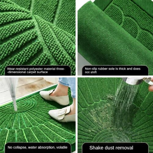 Image of Heavy Duty Front Door Mat 45 x 75 cm, Outdoor Indoor Welcome Mat, Non Slip Dirt Trapper Entrance Rug for Entryway, Patio & Porch,Washable Low Profile Foot Mat (Green D Mat)