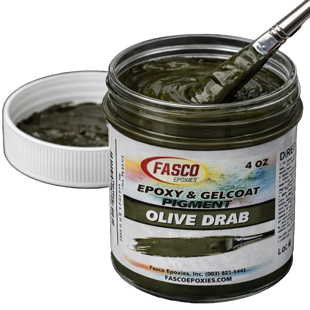 Fasco Epoxies Olive Drab Pigment for Epoxy Resin & Gelcoat – Concentrated Colorant - 4 oz