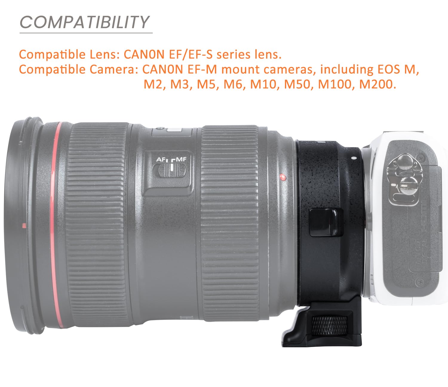Adaptador de lente EF-EOS M Anel conversor de lente de foco