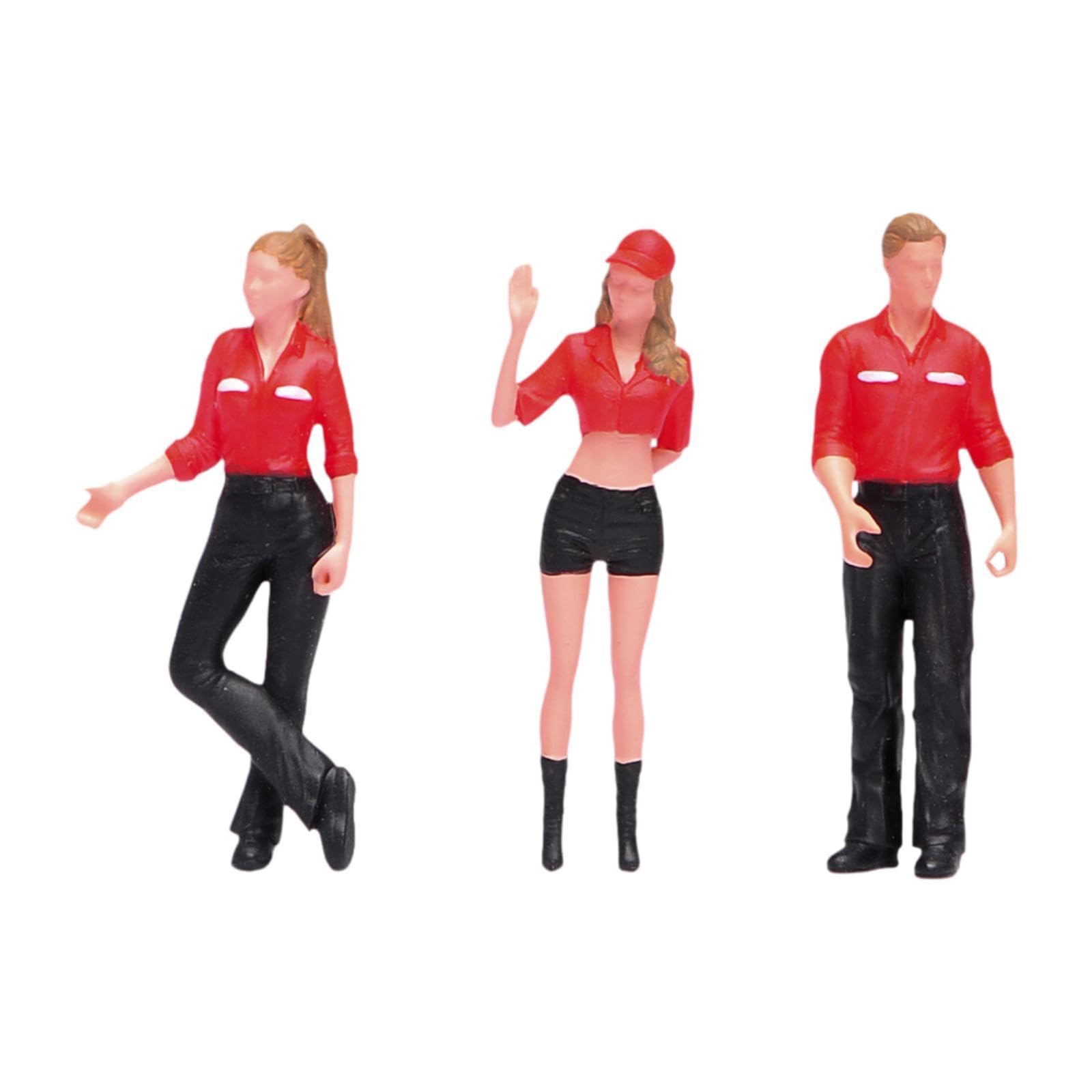 3 Pezzi Miniatura Figura Persone Benzinaio Diorama Personaggi Paesaggio Ferroviario in Resina Fatto a Mano per Collezionisti Adatto a Esposizi, Rosso