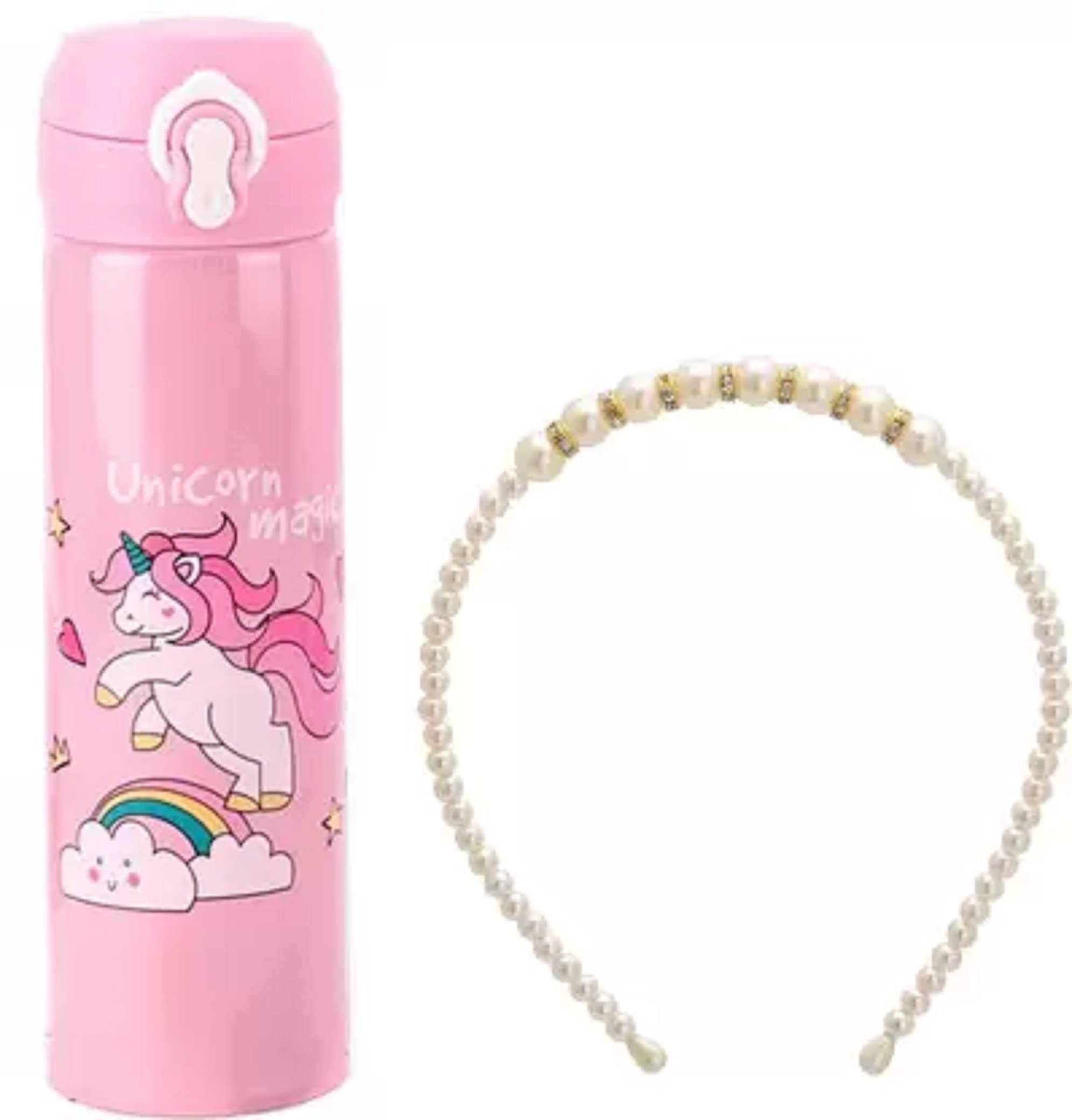 Sellon1 Unicorn Water Bottle 500 ml Water Bottle for Kids School Stainless Steel Insulated 500 ml Bottle (Pack of 1, Pink, Steel)