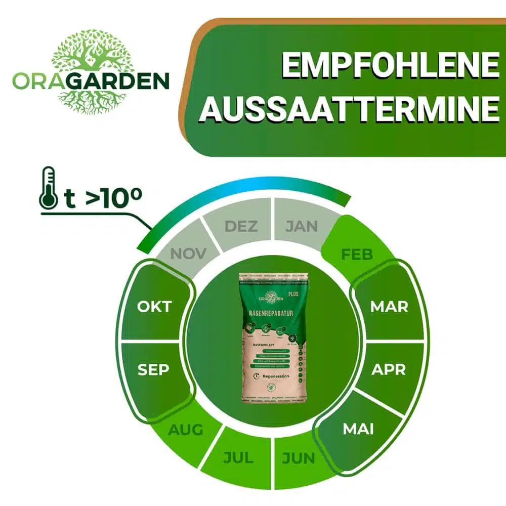 ummantelte Rasenpellets Regenerationsrasen für Schnellkeimenden – Rasensamen für Robusten und Widerstandsfähigen Rasen Plus (10 kg)