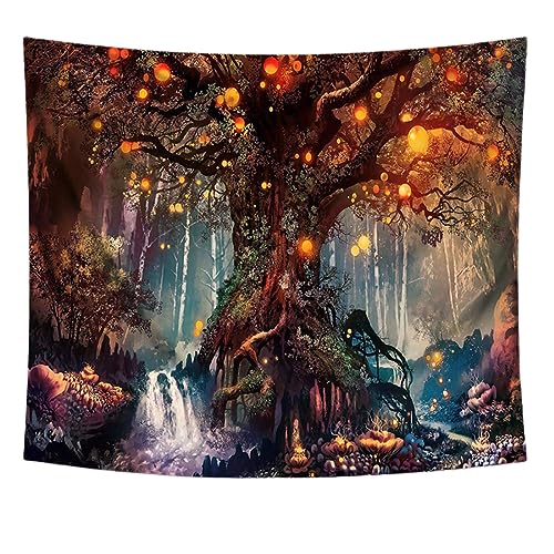 TNSRAY Tapiz para Colgar en la Pared psicodélico Grande del árbol de la Vida - 150 * 100 cm, Impresión del Árbol de la Vida, Utilizado en el Dormitorio, Decoración de la Pared
