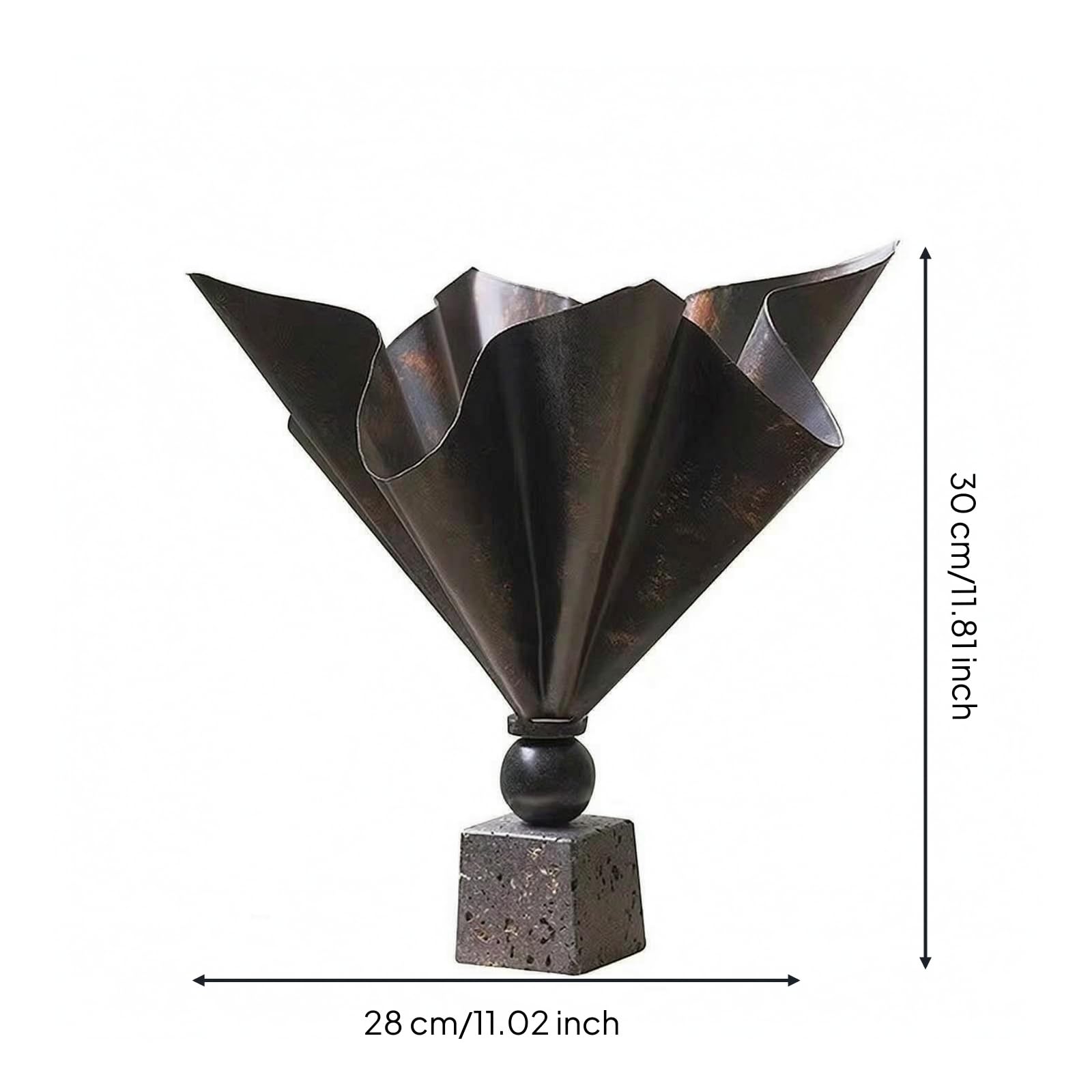 Baoblaze Jarrón Hierro con Acabado Antiguo Oscuro Metálico Florero Escultural con Base Cuadrada Estable Artículo Escultórico para Escritorio