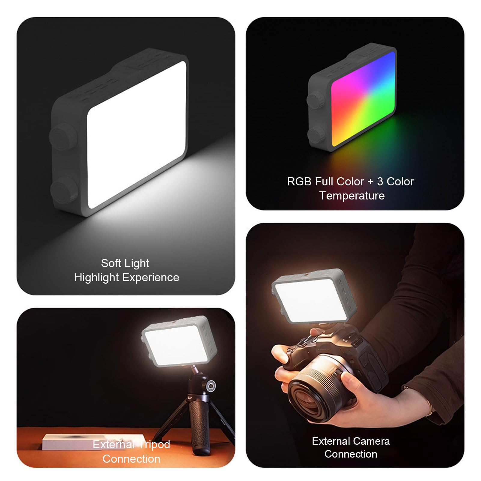 40W RGB Video Fill Light with 3000-7000K Adjustable Brightness, Portable LED Panel for Outdoor Photography, Portraits, Food Vlogging, and Streaming