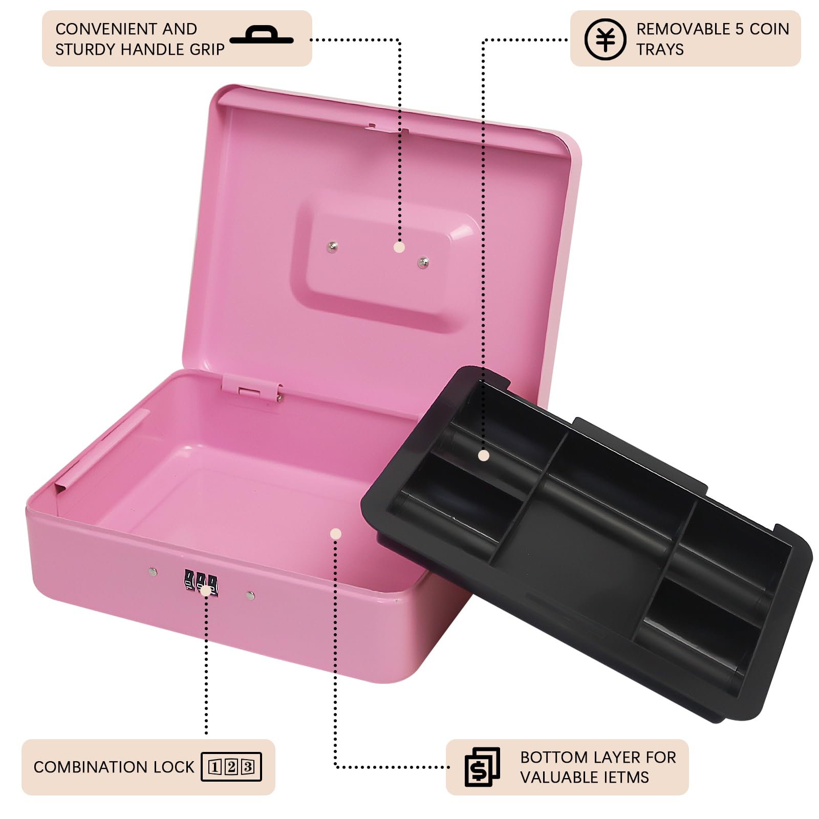 Steel Cash Box with Combination Lock - Image 3