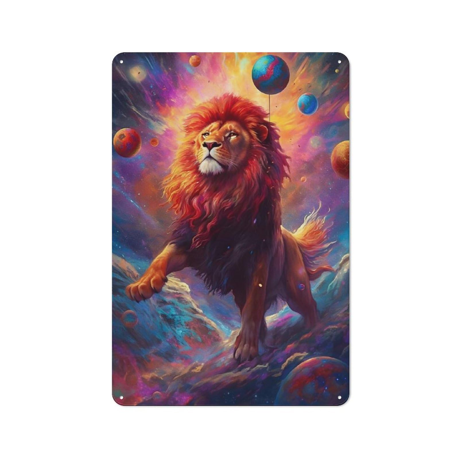 Junmoney Style-10 Metal Plaque With Funny Lion Design 30X20cm, Country Style Cafe Wall Decor For Bakery, Diner, Cafe Or Family Room