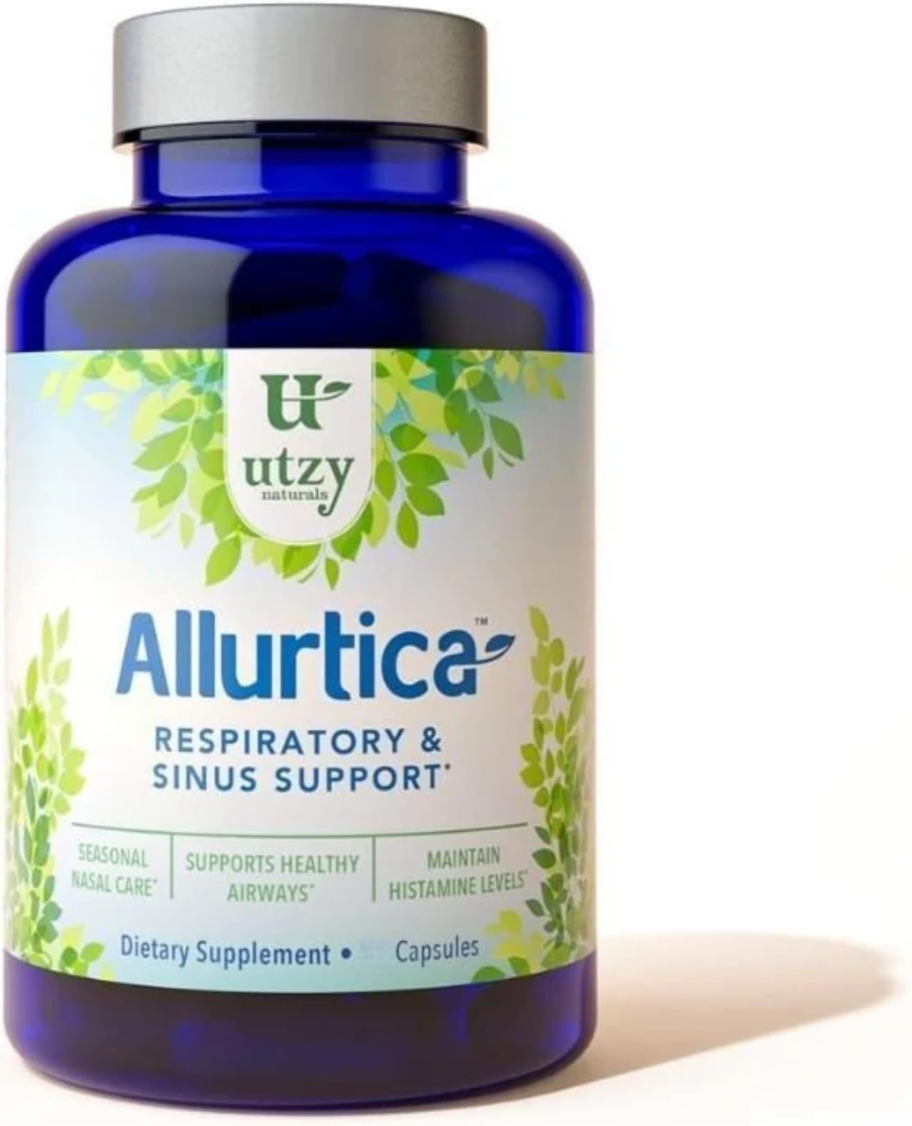 Utzy Naturals Allurtica | Sinus & Respiratory Support Supplement with Quercetin and Stinging Nettle | Seasonal Support for Adults & Kids | Non Drowsy | 40 Capsules