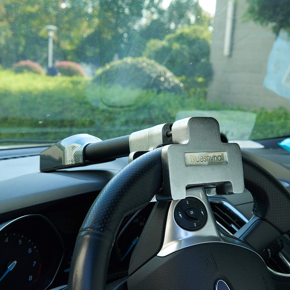 Blueshyhall Bloccaggio volante con allarme, 130 dB con allarme per auto, antifurto, volante auto, immobilizzatore, blocco volante per auto, camper, camion, universale