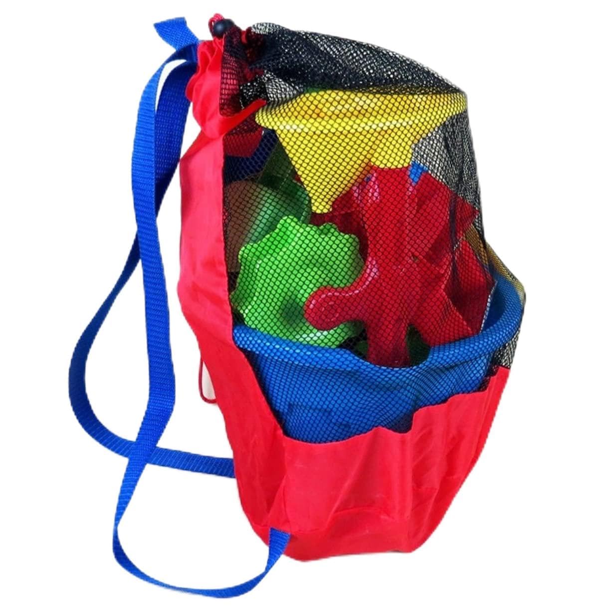 Sosoport Large Beach Bag Mesh Toy Bag Storage Safe for Boys and Girls Snacks Books Adjustable Strap